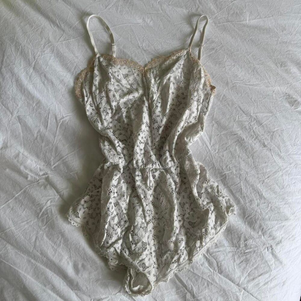 Victoria-s-secret Women's White and Cream Playsuit-romper